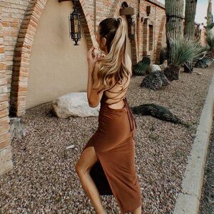 Forever 21 Brown Backless Dress